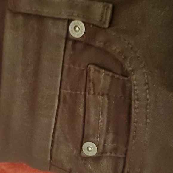 7 For All Mankind Waxed Distressed Women's Skinny Brown Pants - Size 27 - Picture 9 of 13